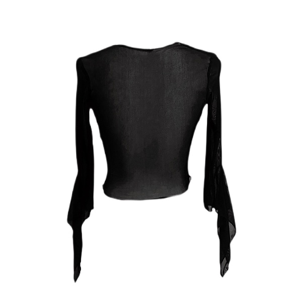 Sheer Qtr. Sleeve Ruffle Blouse ♡ - Picture 3 of 4